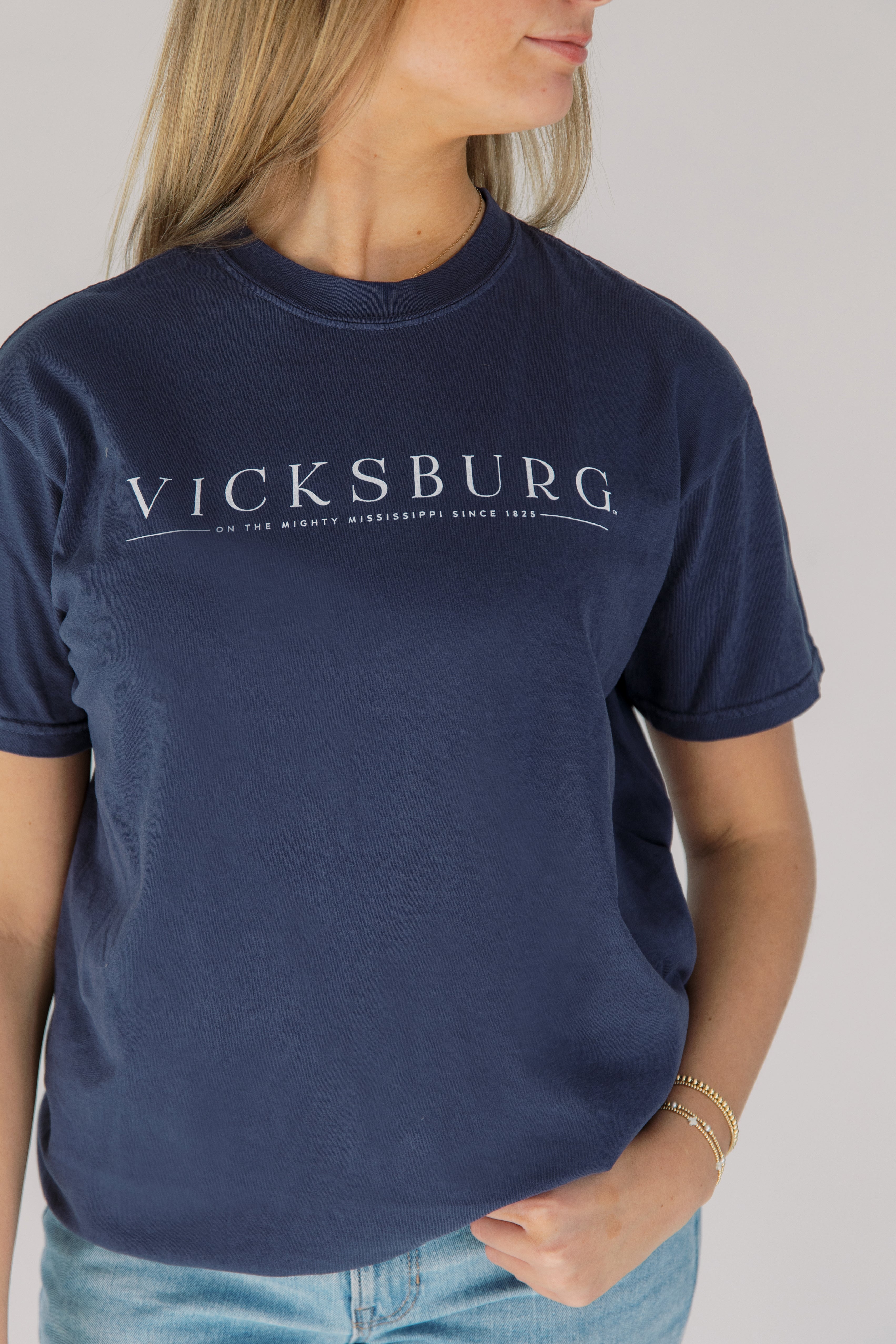 Navy Adult Short Sleeve Unisex Classic Vicksburg Tee